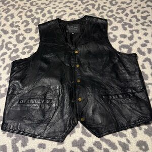 Vintage 90’s Black Genuine Leather Vest for Men